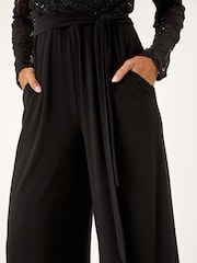 Roman Sequin Lace V-Neck Stretch Jumpsuit - Imagen 5 de 5