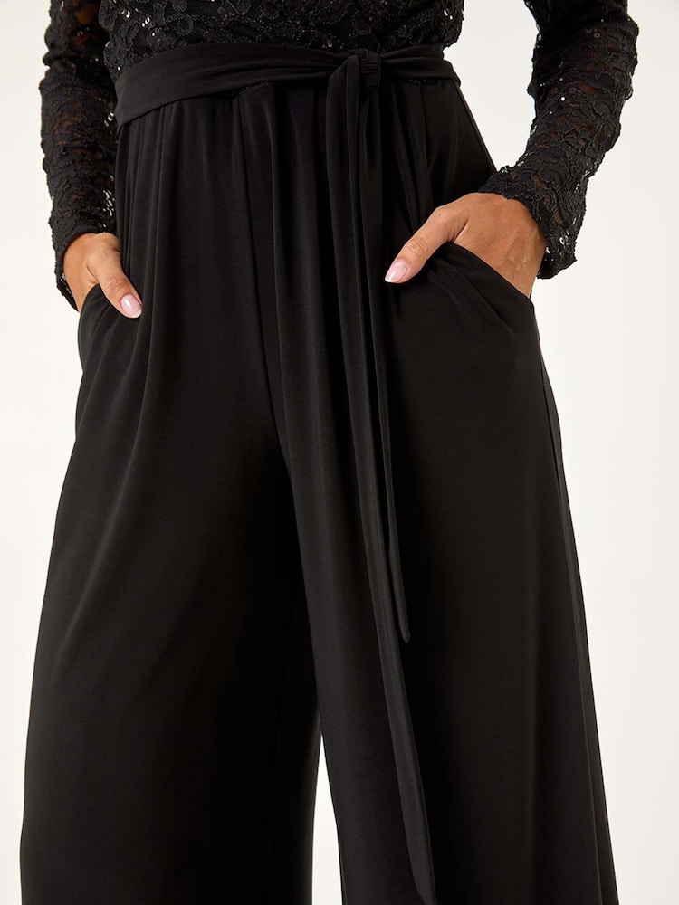 Roman Sequin Lace V-Neck Stretch Jumpsuit - Imagen 5 de 5