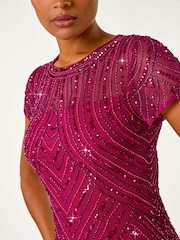 Красный - Roman Embellished Sheer Detail Shift Dress - Image 5 of 5