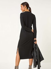 Roman Black Textured A-Line Knitted Jumper Dress - Image 3 of 6
