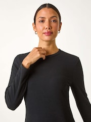 Roman Black Textured A-Line Knitted Jumper Dress - Image 4 of 6