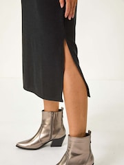 Roman Black Textured A-Line Knitted Jumper Dress - Image 5 of 6