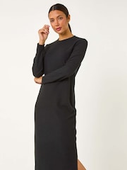 Roman Black Textured A-Line Knitted Jumper Dress - Image 6 of 6