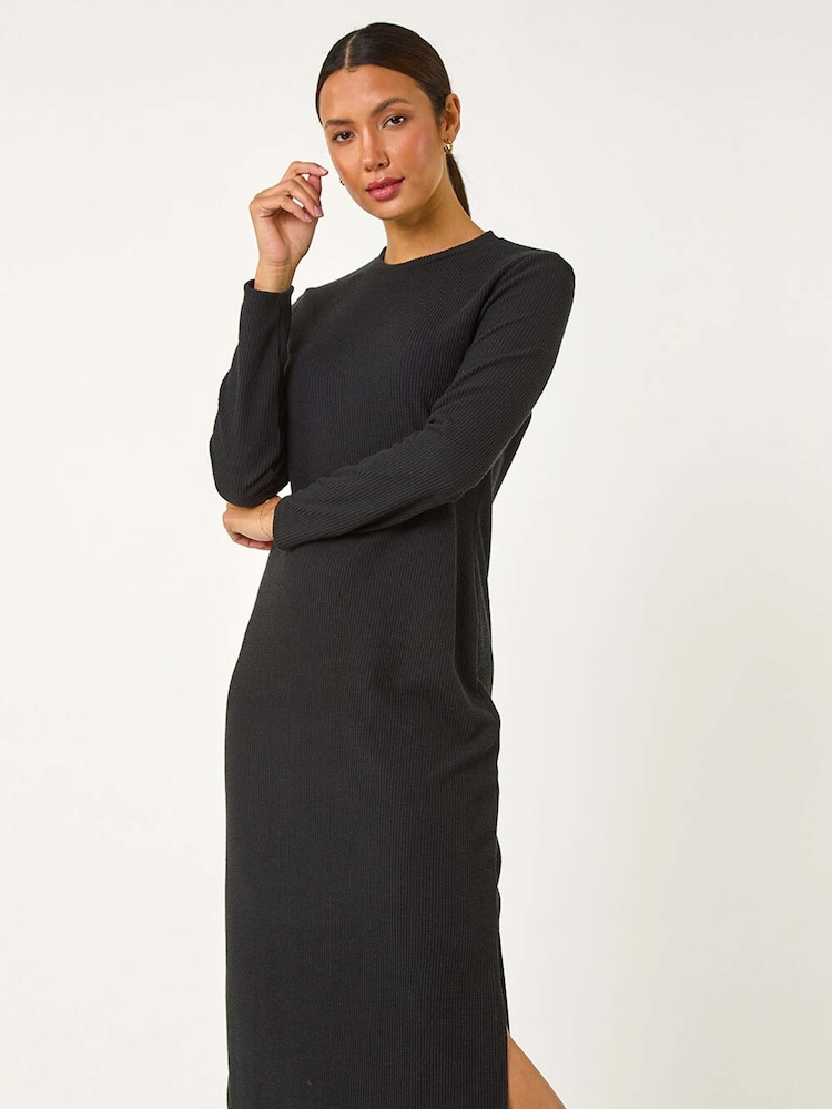 Roman Black Textured A-Line Knitted Jumper Dress - Image 6 of 6