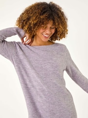 Roman Purple Slash Neck Seam Detail Shift Dress - Image 3 of 5