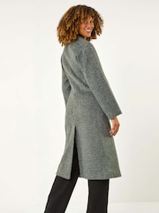 Roman Grey Longline Brushed Double Breasted Coat - Image 2 of 5