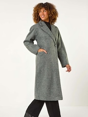 Roman Grey Longline Brushed Double Breasted Coat - Image 4 of 5