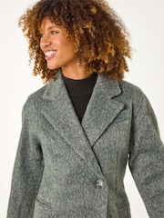 Roman Grey Longline Brushed Double Breasted Coat - Image 5 of 5
