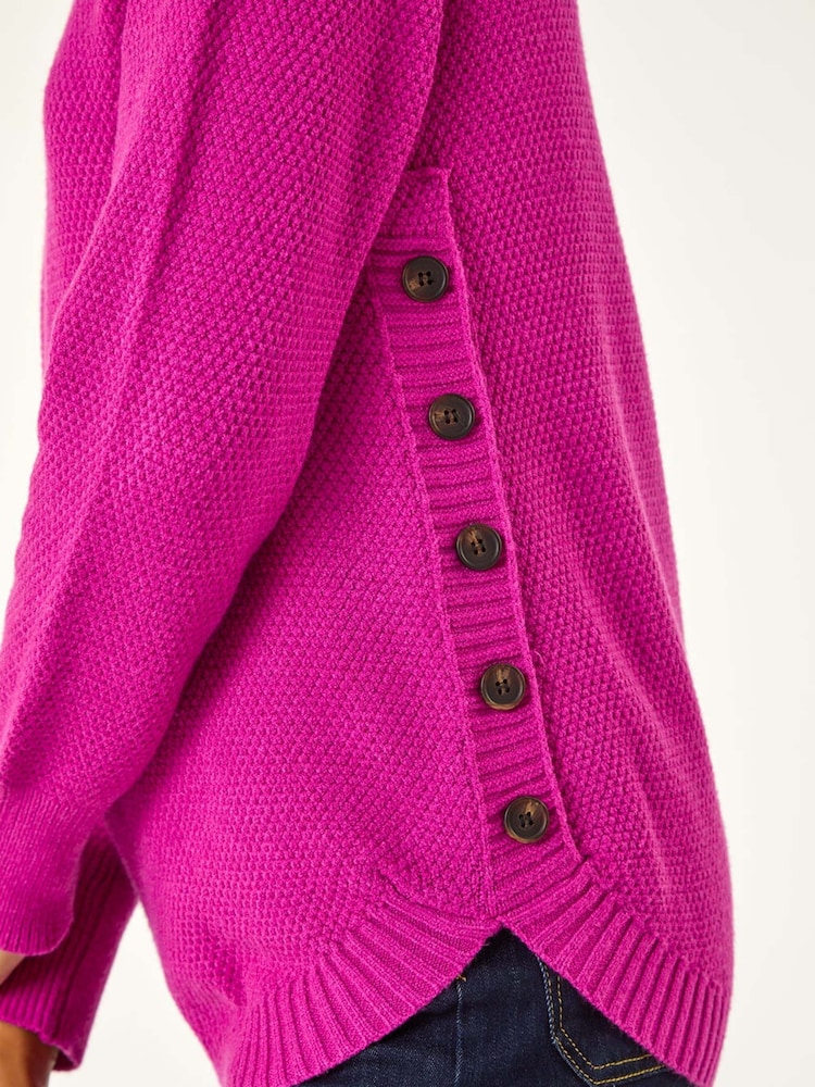 Roman Pink Textured Curved Hem Jumper - Image 5 of 5
