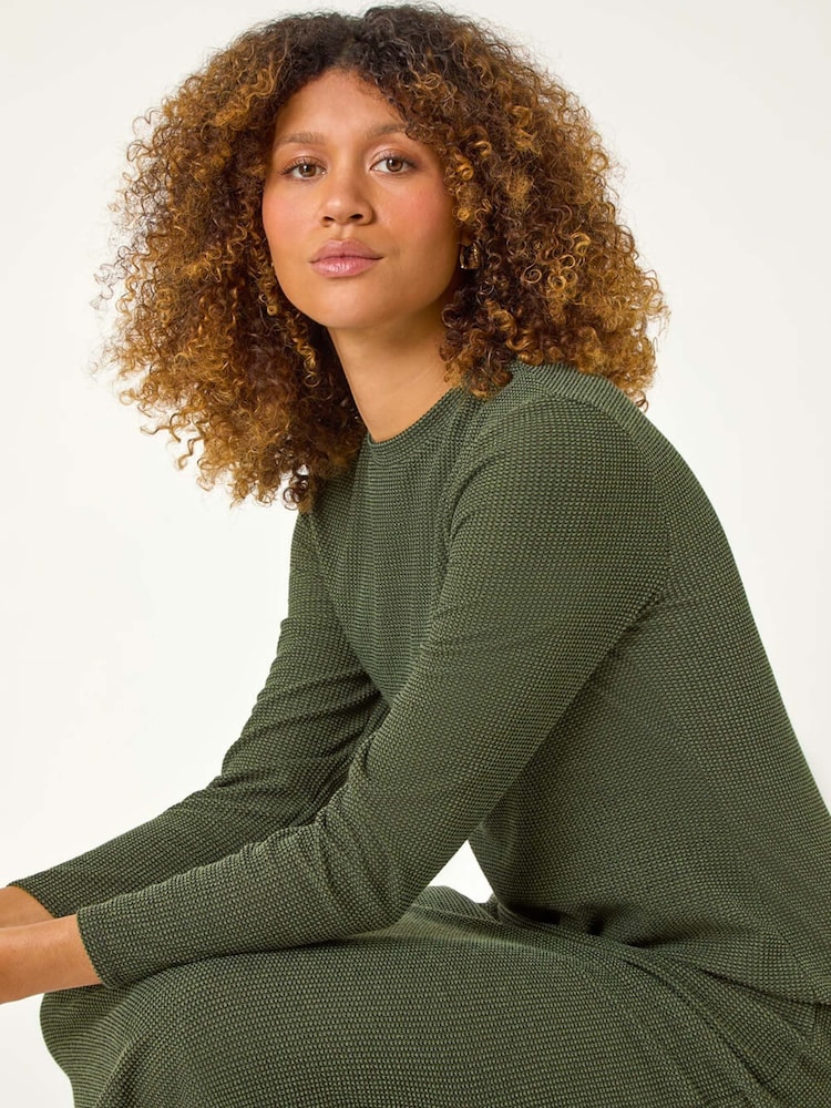 Roman Green Textured A-Line Knitted Jumper Dress - Image 1 of 6