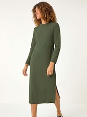Roman Green Textured A-Line Knitted Jumper Dress - Image 6 of 6