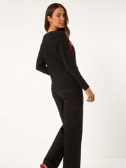 Roman Black Sequin Floral Knit Jumper - Image 3 of 5