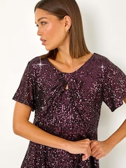 Roman Purple Sequin Detail Twist Front Top - Image 1 of 5