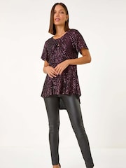 Roman Purple Sequin Detail Twist Front Top - Image 5 of 5