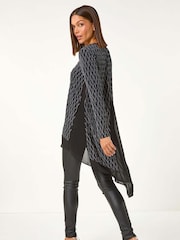 Roman Metallic Print Chiffon Hem Stretch Top - Image 4 of 5