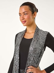 Roman Metallic Sequin Longline Stretch Cardigan - Image 5 of 6