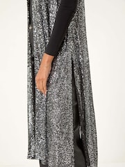 Roman Metallic Sequin Longline Stretch Cardigan - Image 6 of 6