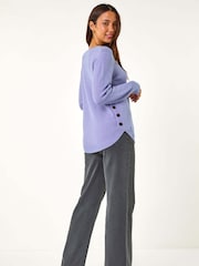 Roman Purple Textured Curved Hem Jumper - Image 3 of 5