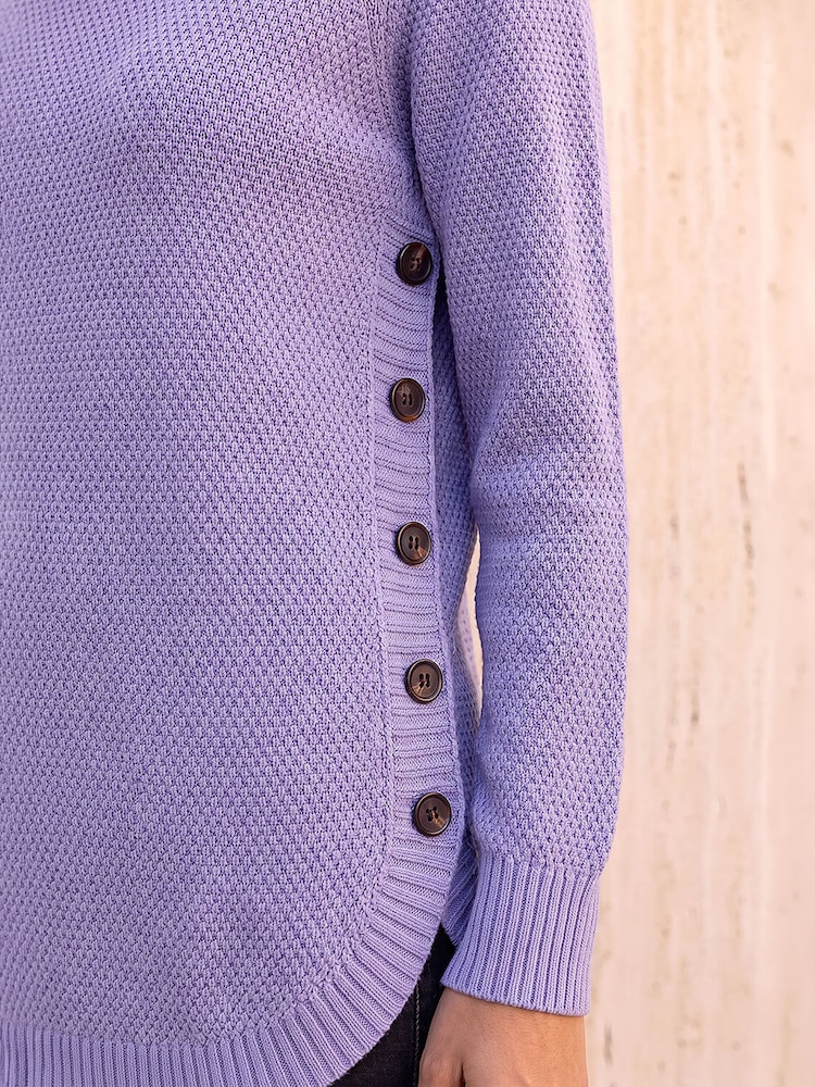 Roman Purple Textured Curved Hem Jumper - Image 5 of 5