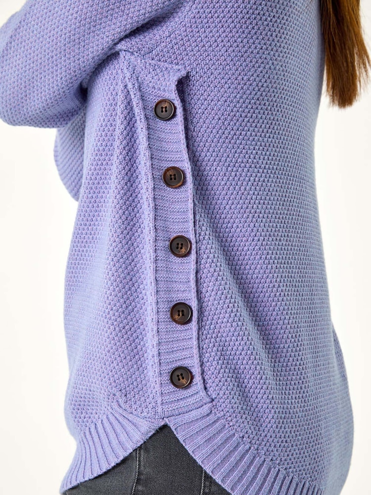 Roman Purple Textured Curved Hem Jumper - Image 5 of 5
