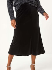 Roman Velvet Elastic Waist Tulip A-line Skirt - Imagen 4 de 6