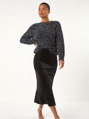 Roman Velvet Elastic Waist Tulip A-line Skirt - Imagen 6 de 6