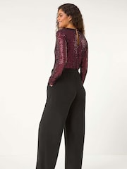 Roman Sequin Wrap V-Neck Stretch Jumpsuit - Imagen 2 de 5