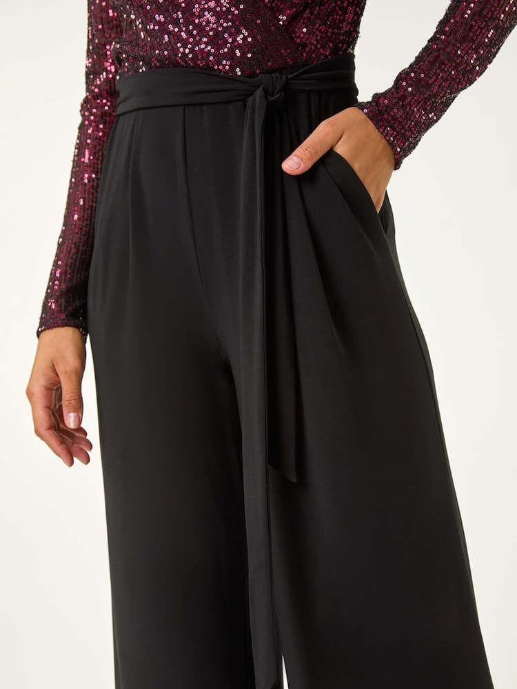 Roman Sequin Wrap V-Neck Stretch Jumpsuit - Imagen 5 de 5