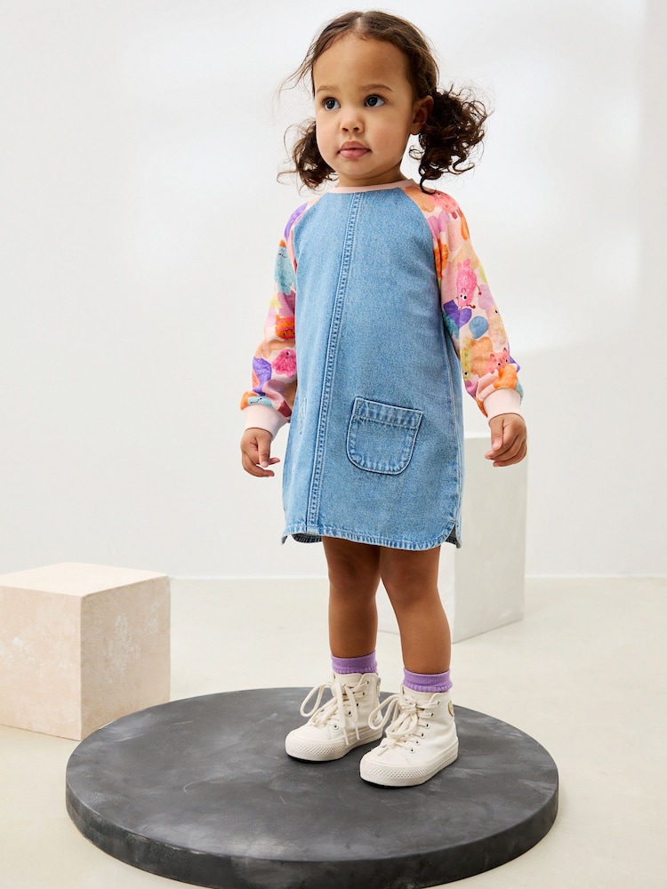 Pink Monster Raglan Denim Dress (3mths-8yrs) - Image 1 of 7