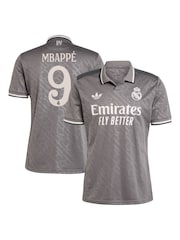adidas Grey Real Madrid Third Shirt 2024-25 Mbappe 9 - Image 1 of 3
