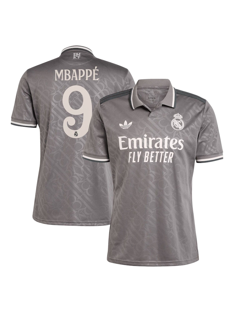 adidas Grey Real Madrid Third Shirt 2024-25 Mbappe 9 - Image 1 of 3