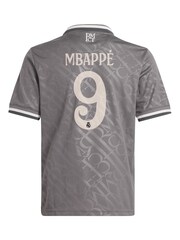adidas Grey Real Madrid Third Shirt 2024-25 Kids Mbappe 9 - Image 3 of 3