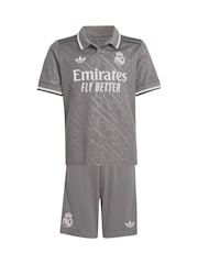 adidas Grey Real Madrid Third Youthkit 2024-25 Mbappe 9 Football Shirt - Image 1 of 2