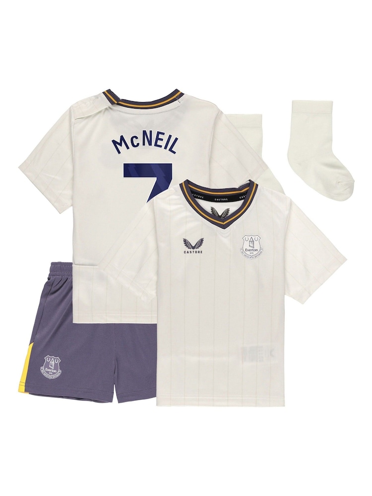 Castore White Everton Third Baby Kit 2024-25 McNeil 7 Football Shirt - Image 1 of 3