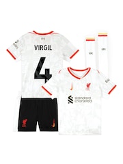 Nike White Little Kids Virgil Liverpool Third Stadium Mini Kit 2024-25 - Image 1 of 3