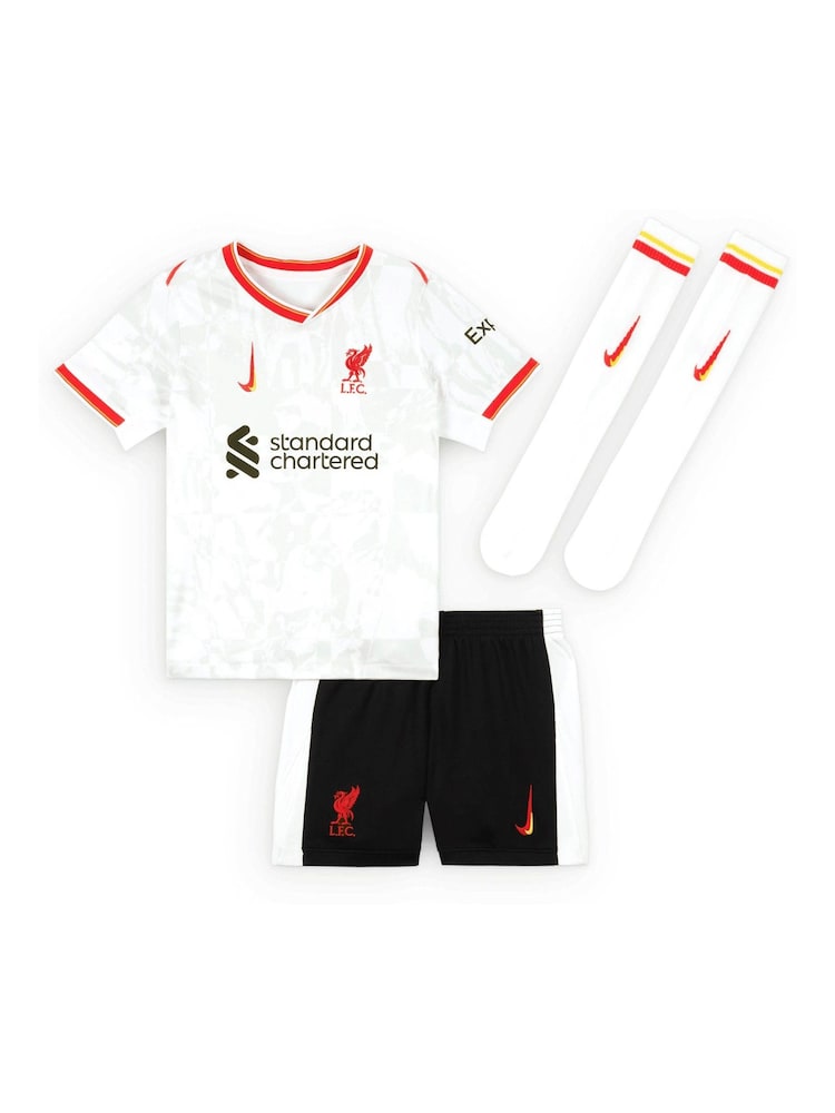 Nike White Little Kids Virgil Liverpool Third Stadium Mini Kit 2024-25 - Image 2 of 3