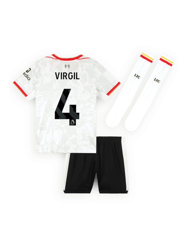 Nike White Little Kids Virgil Liverpool Third Stadium Mini Kit 2024-25 - Image 3 of 3
