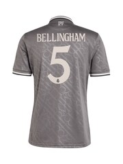 adidas Grey Real Madrid Third Shirt 2024-25 Bellingham 5 - Image 2 of 3