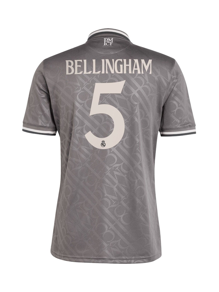 adidas Grey Real Madrid Third Shirt 2024-25 Bellingham 5 - Image 2 of 3