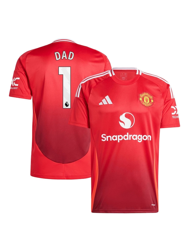 adidas Red Manchester United Home Shirt 2024-25 Dad 1 - Image 1 of 3