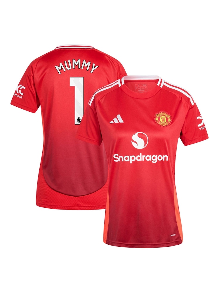 adidas Red Womens Manchester United Home Shirt 2024-25 Mummy 1 - Image 1 of 3