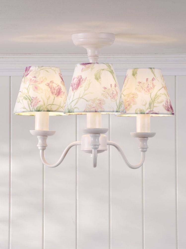 Laura Ashley White Gosford 3 Light Semi Flush - Image 1 of 5