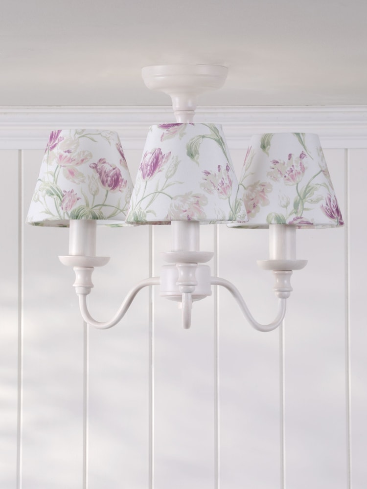 Laura Ashley White Gosford 3 Light Semi Flush - Image 2 of 5