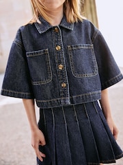 Dark Wash Denim Shirt and Pleated Skirt Set (3-16yrs) - Image 2 of 14