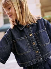 Dark Wash Denim Shirt and Pleated Skirt Set (3-16yrs) - Image 4 of 14