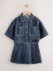 Dark Wash Denim Shirt and Pleated Skirt Set (3-16yrs) - Image 5 of 14
