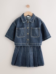Dark Wash Denim Shirt and Pleated Skirt Set (3-16yrs) - Image 6 of 14