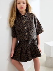 Animal Print Shirt and Pleated Skirt Set (3-16yrs) - Image 1 of 13