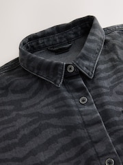 Grey/Black Zebra Animal Denim Shirt (3-16yrs) - Image 7 of 8