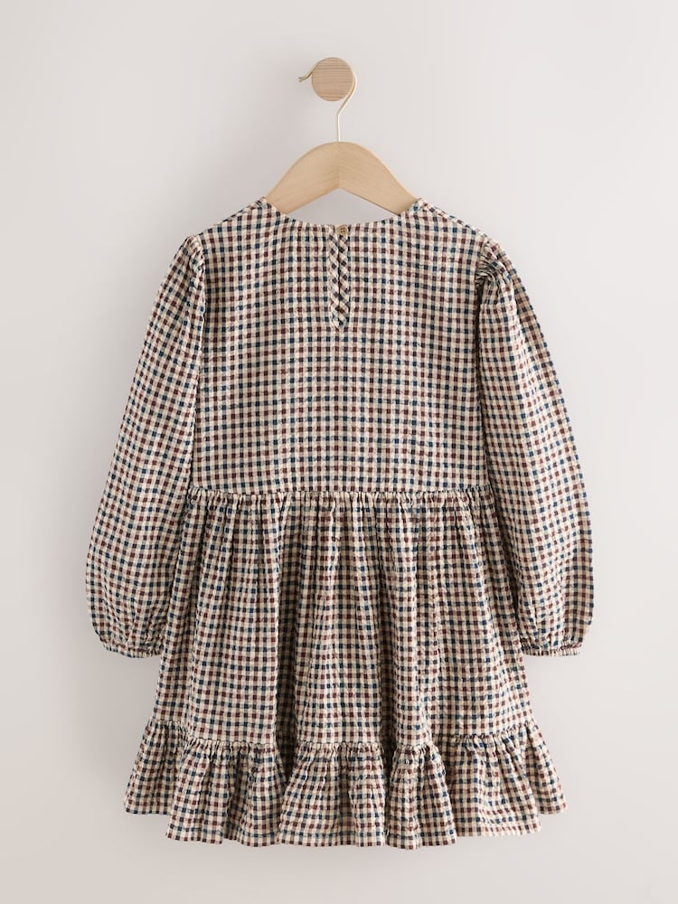 Neutral Gingham Tiered Dress (3-16yrs) - Image 2 of 8